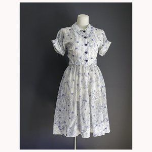 40's/50's Sheer Abstract Print Shirtdress